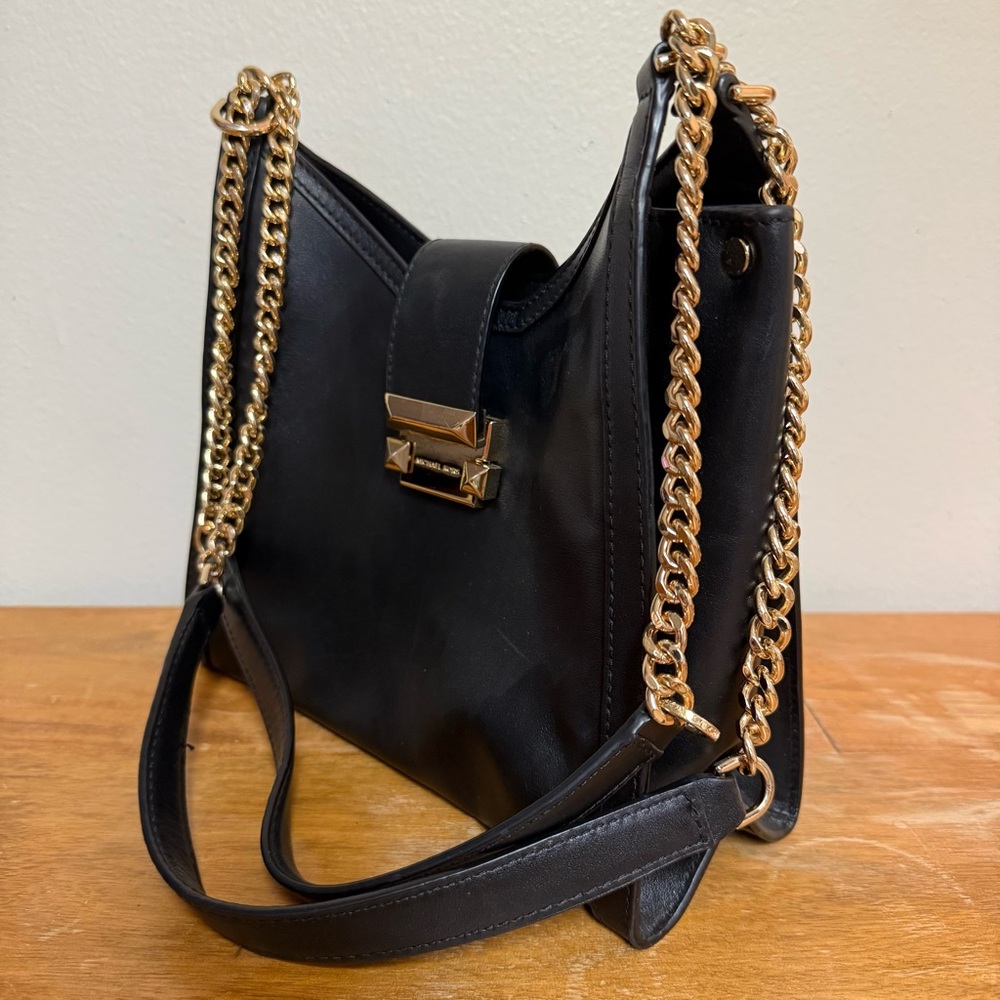 Michael Kors Black Leather Chain Shoulder Bag - Picture 4 of 6